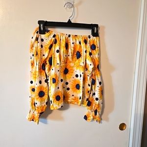 YELLOW SUNFLOWER RUFFLE GIRL TOP